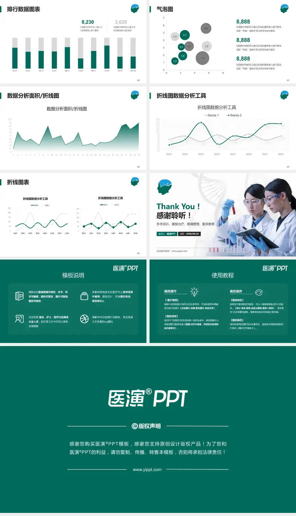 武汉脑科医院科研成果展示PPT模板16:9格式幻灯片预览图6