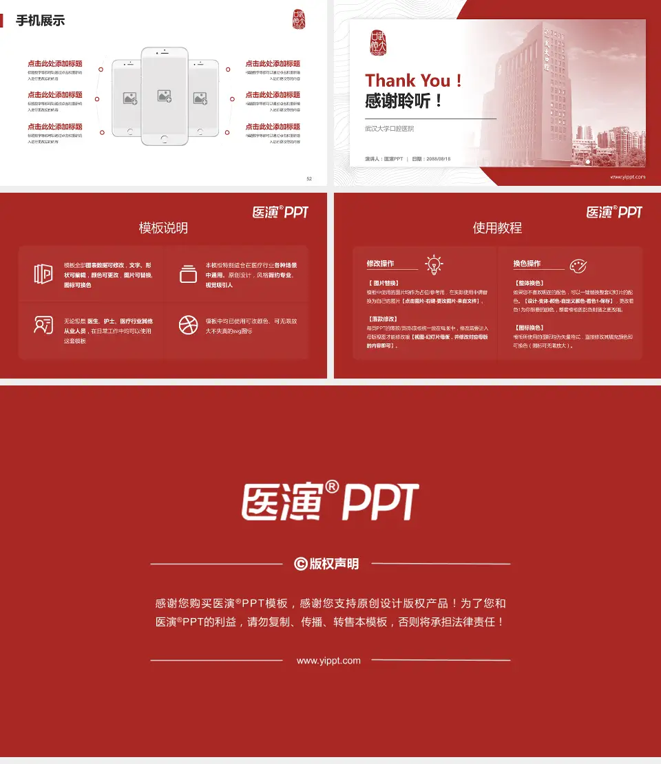 武汉大学口腔医院医院管理报告PPT模板16:9格式幻灯片预览图7