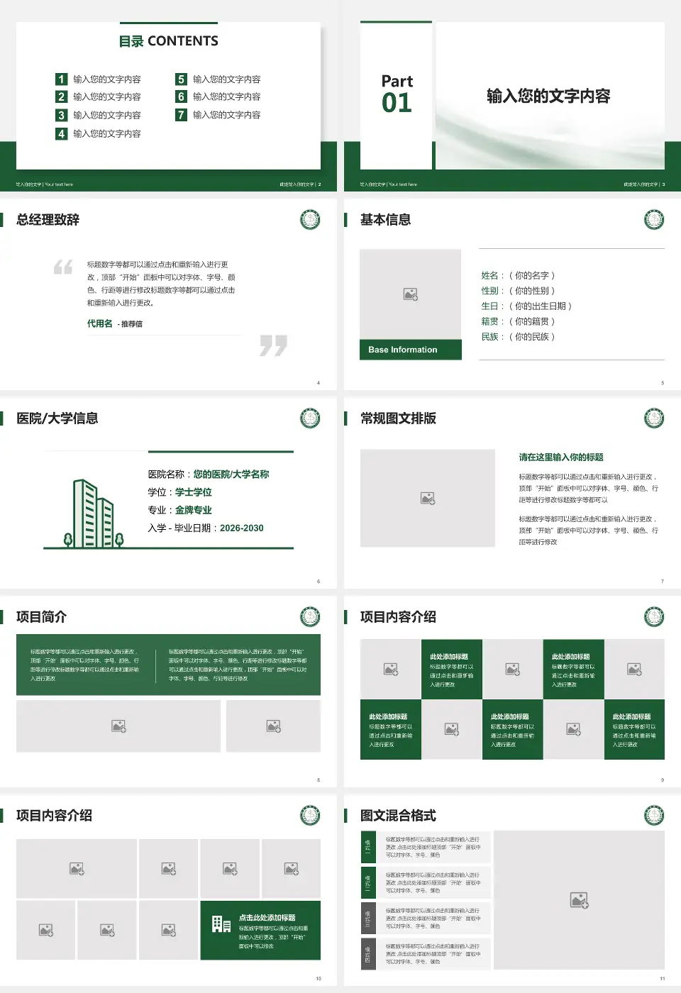 武汉市第八医院个人求职应聘简历PPT模板16:9格式幻灯片预览图2