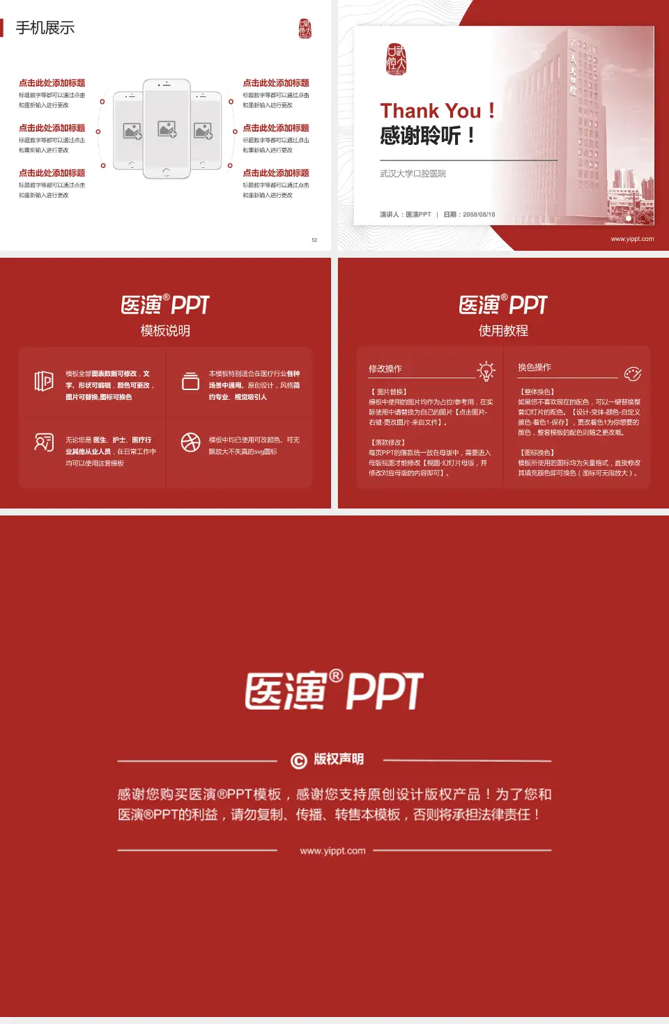 武汉大学口腔医院医院管理报告PPT模板4:3格式幻灯片预览图7