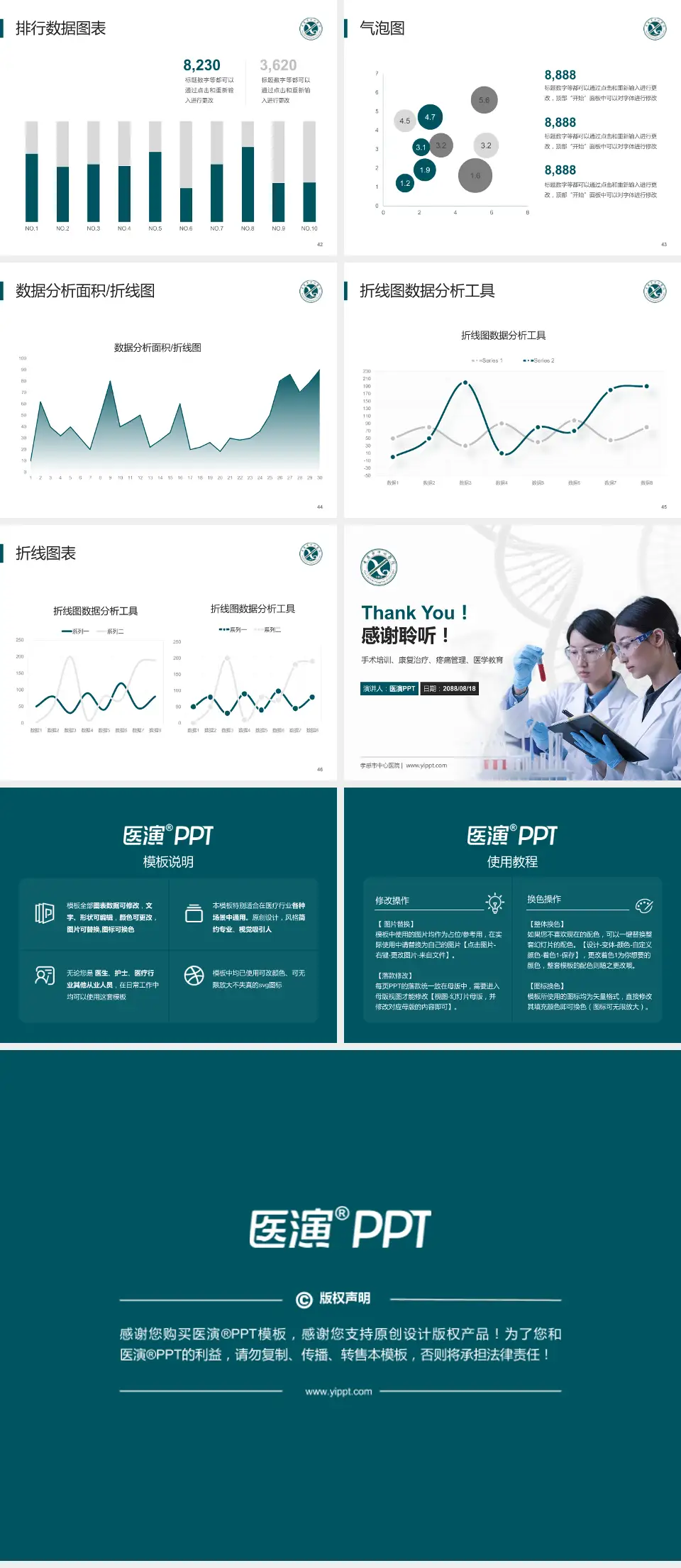 孝感市中心医院科研成果展示PPT模板4:3格式幻灯片预览图6