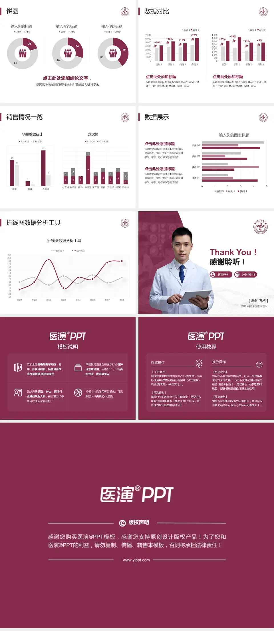 郑州人民医院南部院区病例分享与讨论PPT模板4:3格式幻灯片预览图4