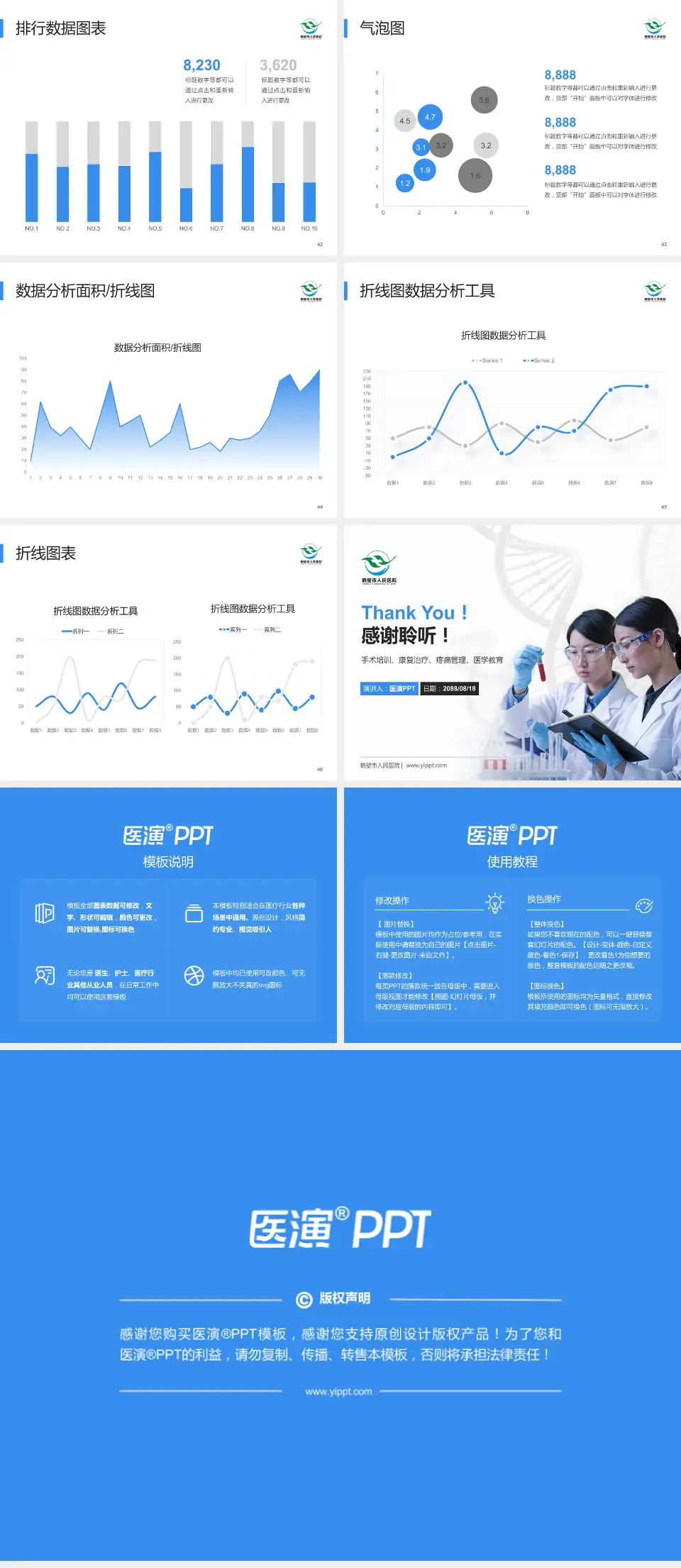 鹤壁市人民医院科研成果展示PPT模板4:3格式幻灯片预览图6