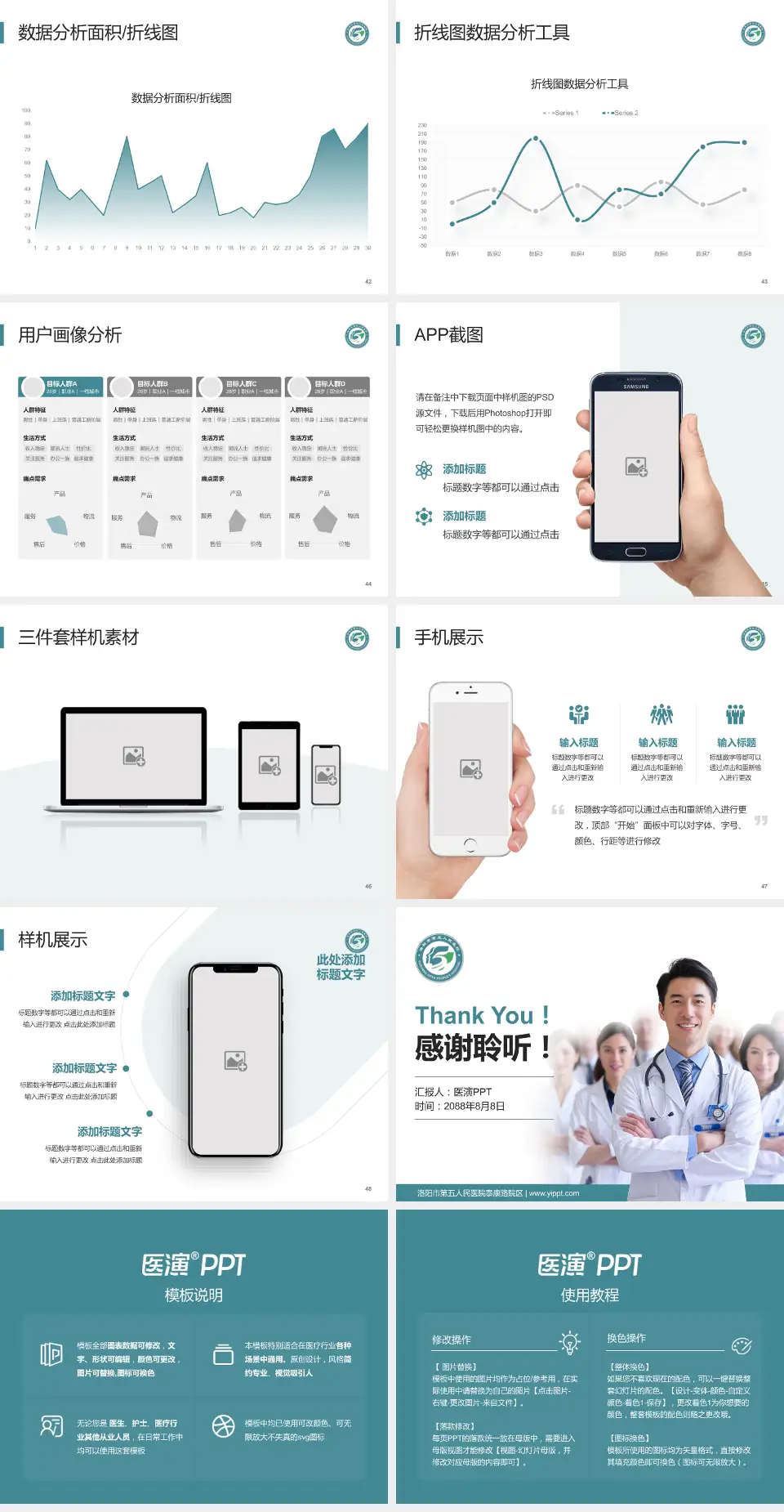 洛阳市第五人民医院泰康路院区科室介绍与推广PPT模板4:3格式幻灯片预览图6