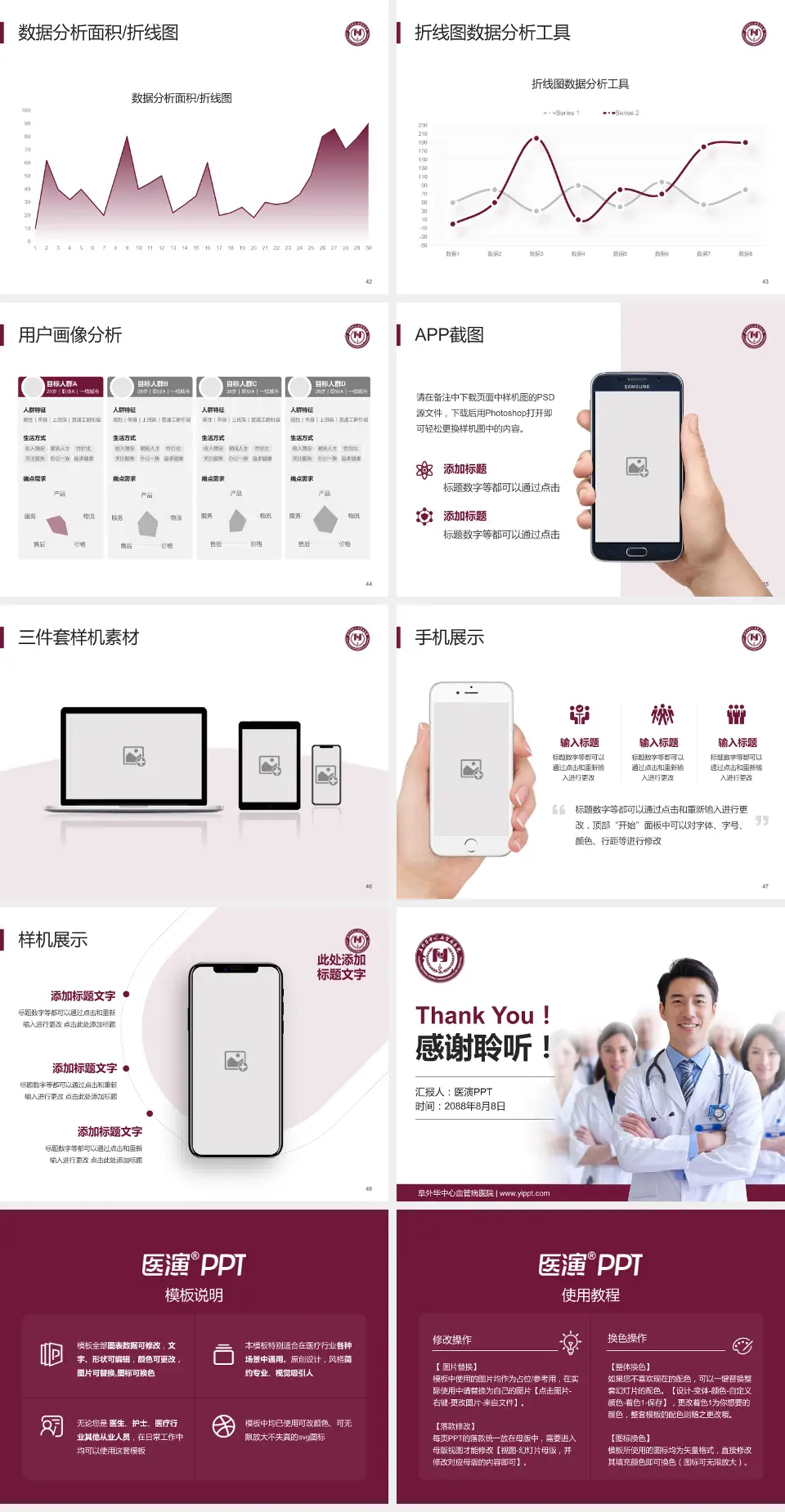 阜外华中心血管病医院科室介绍与推广PPT模板4:3格式幻灯片预览图6