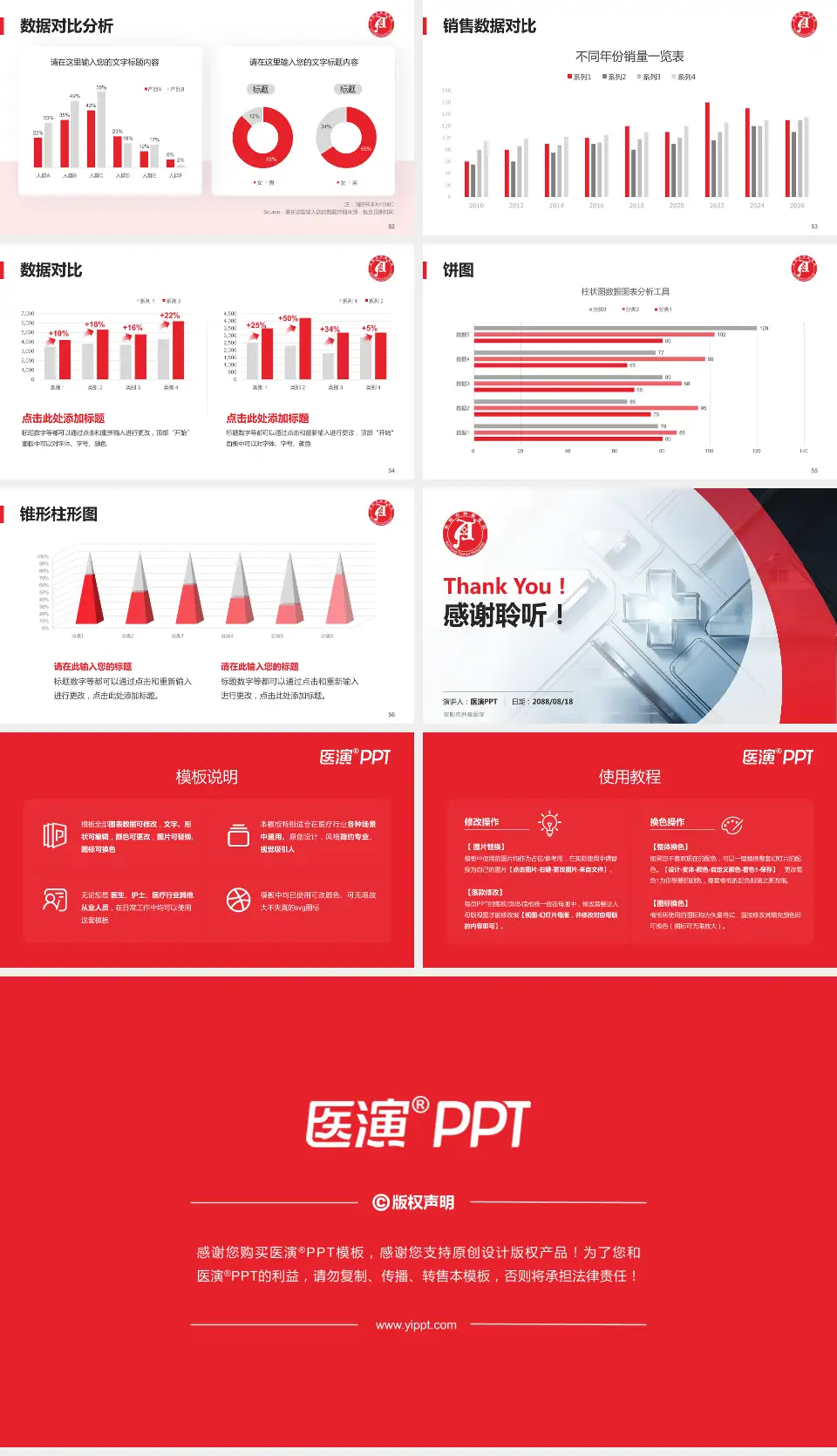 安阳市肿瘤医院医疗行业比赛专用PPT模板16:9格式幻灯片预览图7