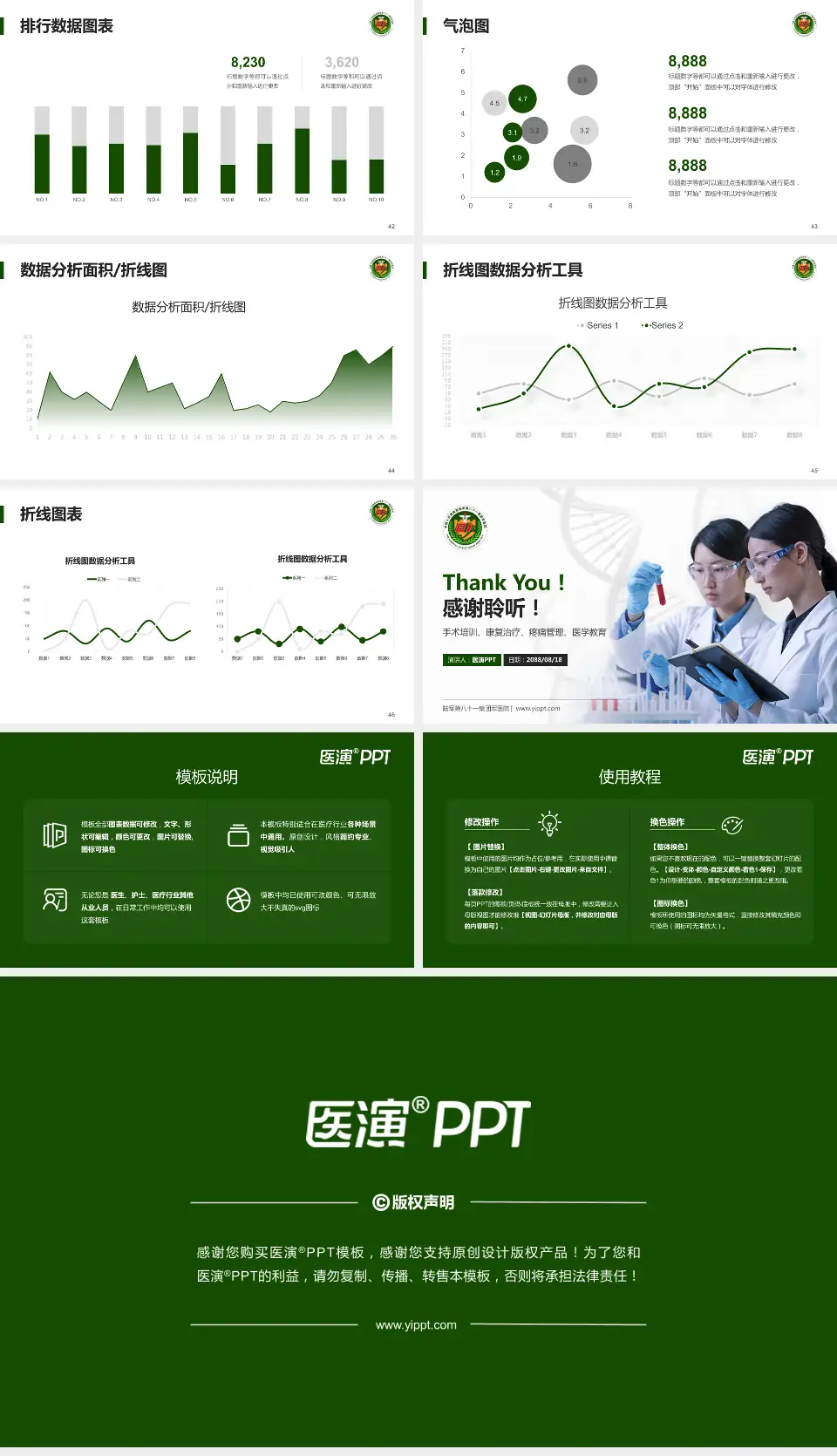 陆军第八十一集团军医院科研成果展示PPT模板16:9格式幻灯片预览图6