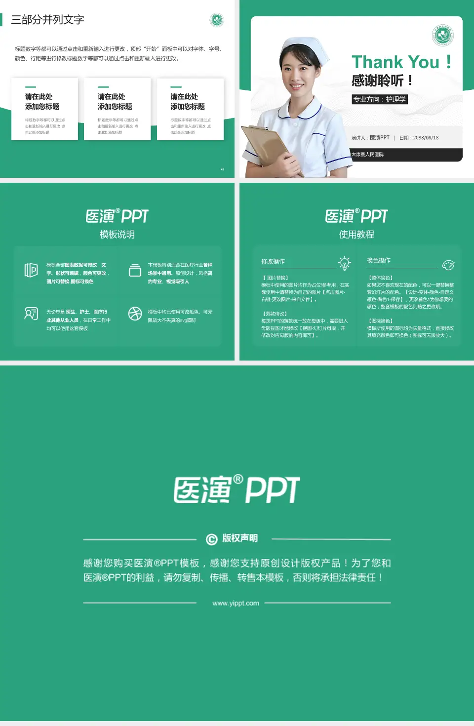 太康县人民医院护理专业职业生涯规划PPT模板4:3格式幻灯片预览图6