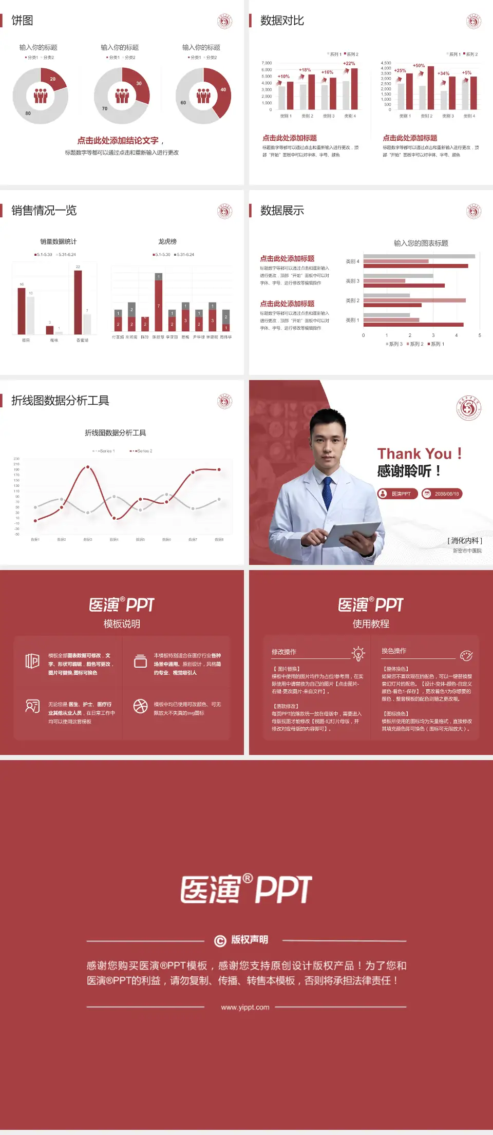 新密市中医院病例分享与讨论PPT模板4:3格式幻灯片预览图4