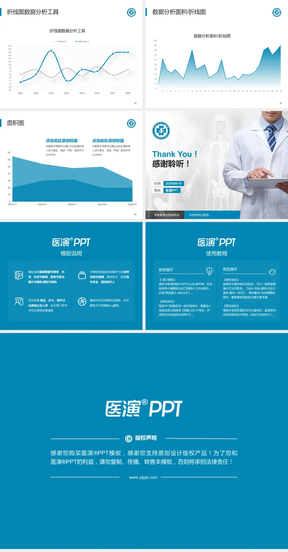 开封市中心医院患者教育与指导PPT模板4:3格式幻灯片预览图7
