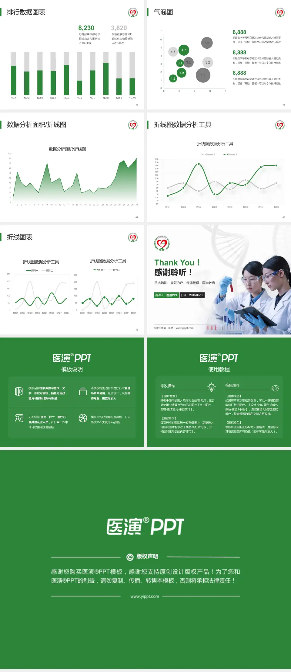 张家口市第一医院科研成果展示PPT模板4:3格式幻灯片预览图6