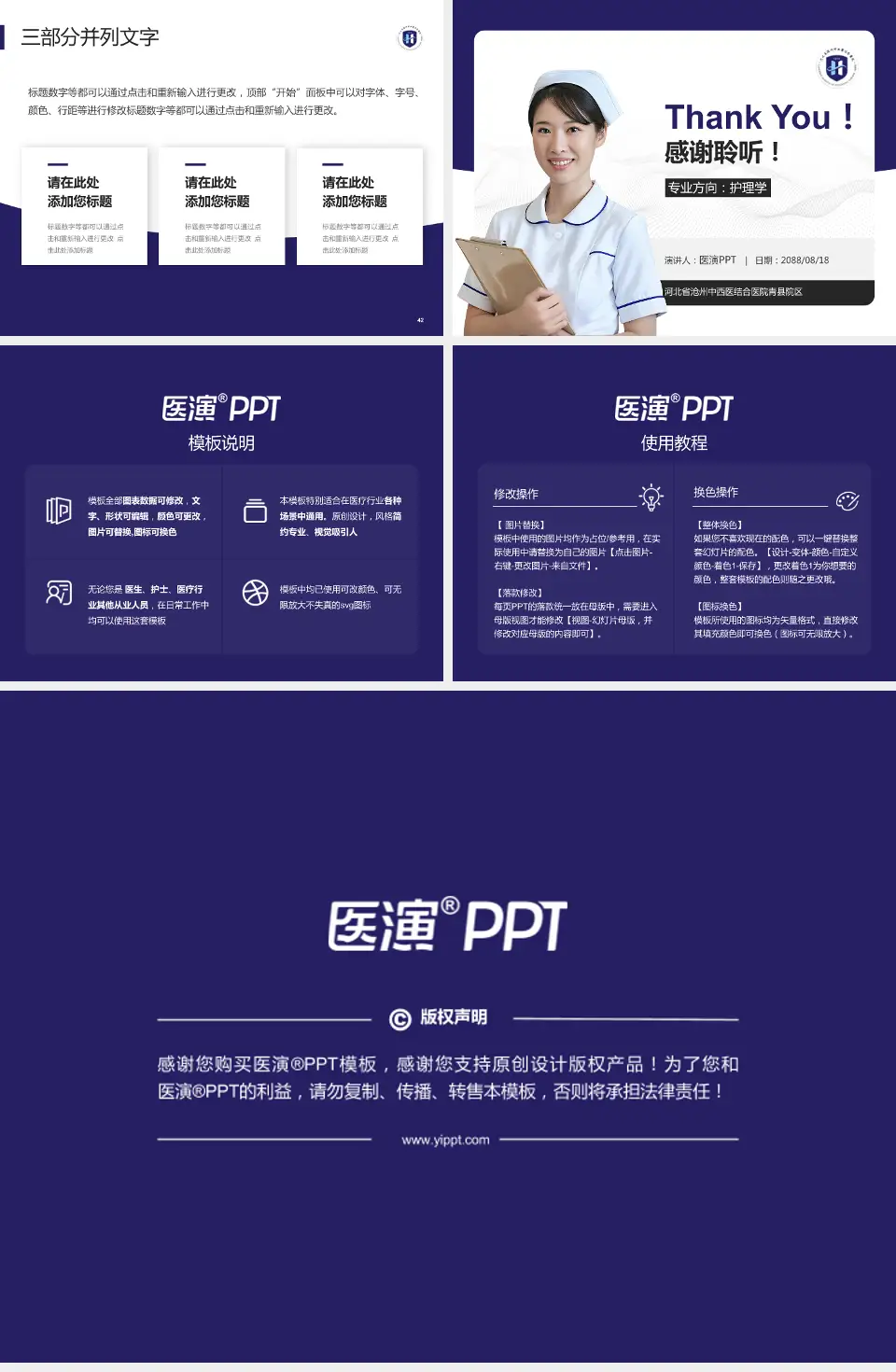 河北省沧州中西医结合医院青县院区护理专业职业生涯规划PPT模板4:3格式幻灯片预览图6