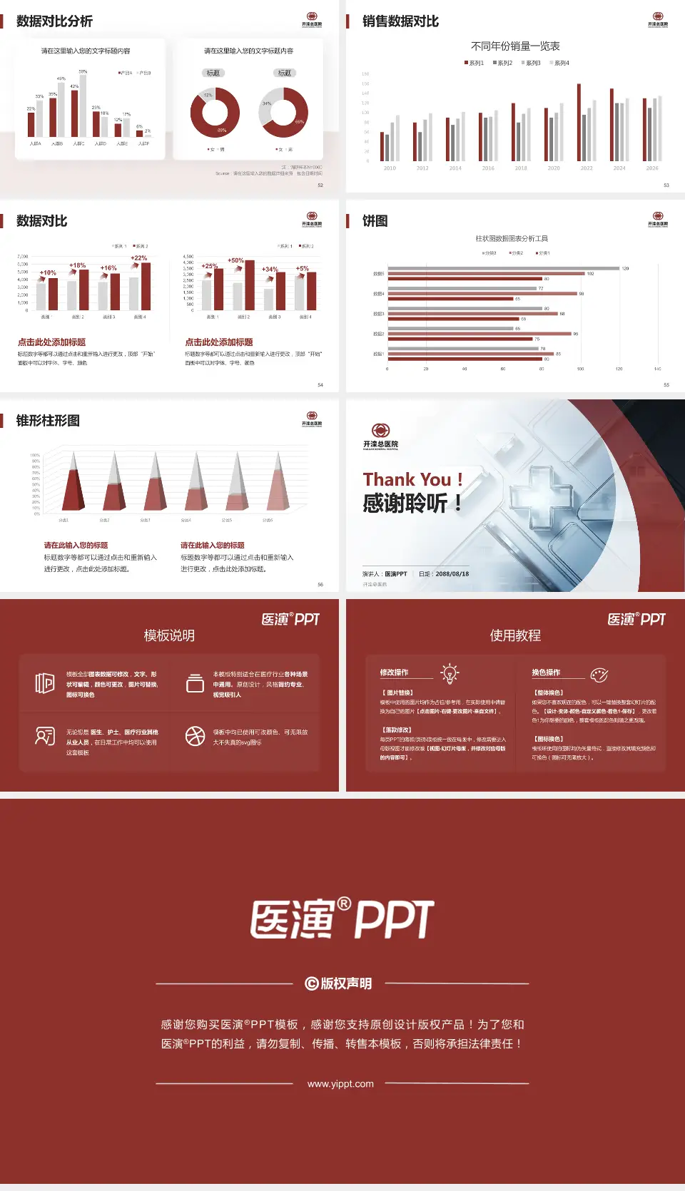 开滦总医院医疗行业比赛专用PPT模板16:9格式幻灯片预览图7