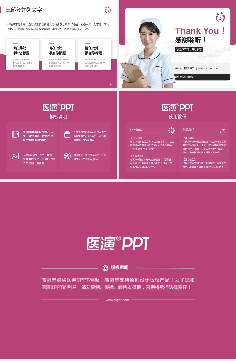 邯郸市妇幼保健院护理专业职业生涯规划PPT模板4:3格式幻灯片预览图6