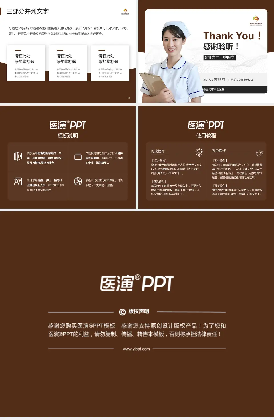 秦皇岛市中医医院护理专业职业生涯规划PPT模板4:3格式幻灯片预览图6