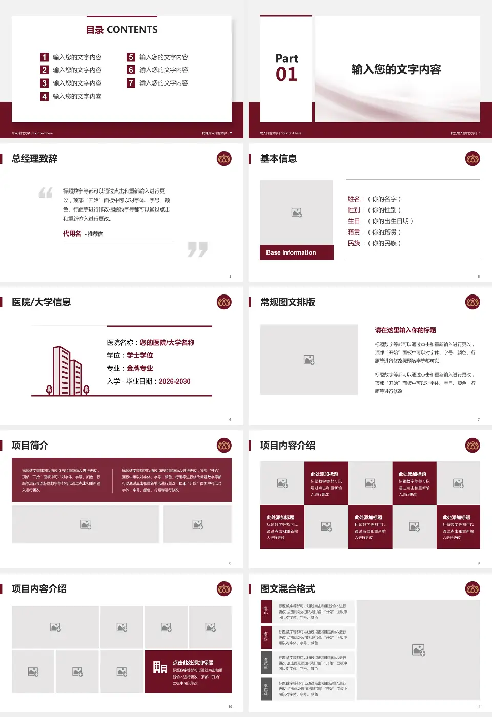 沧州市中心医院南院区个人求职应聘简历PPT模板16:9格式幻灯片预览图2