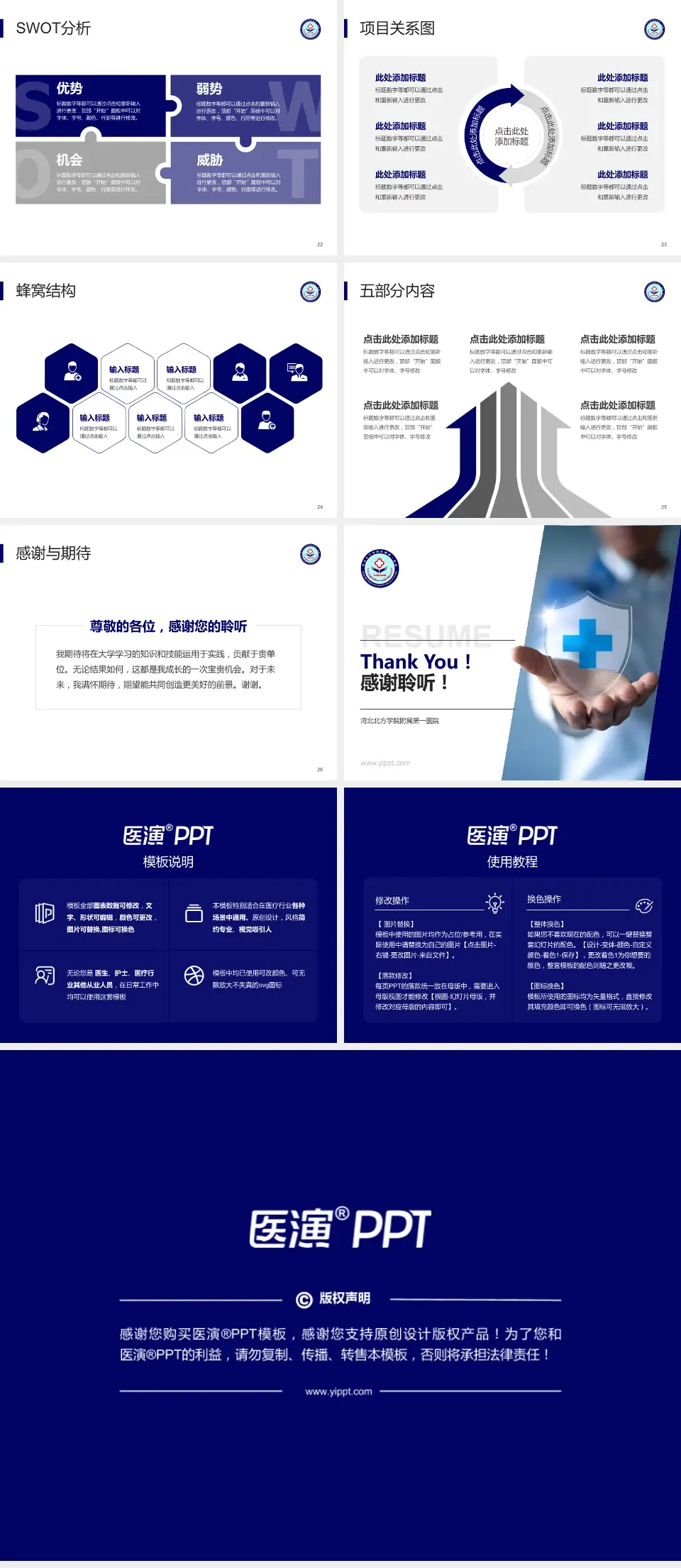 河北北方学院附属第一医院个人求职应聘简历PPT模板4:3格式幻灯片预览图4