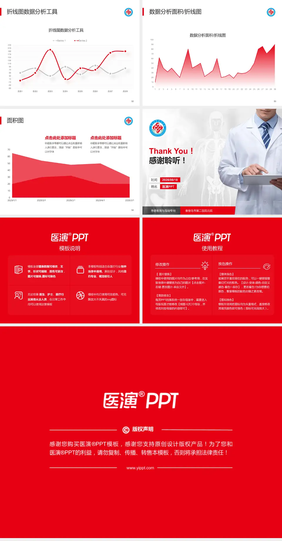 秦皇岛市第二医院北院患者教育与指导PPT模板4:3格式幻灯片预览图7