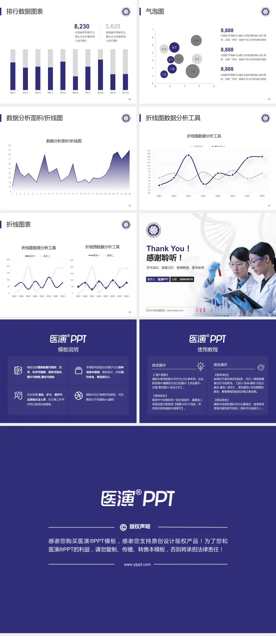 河北大学附属医院科研成果展示PPT模板4:3格式幻灯片预览图6