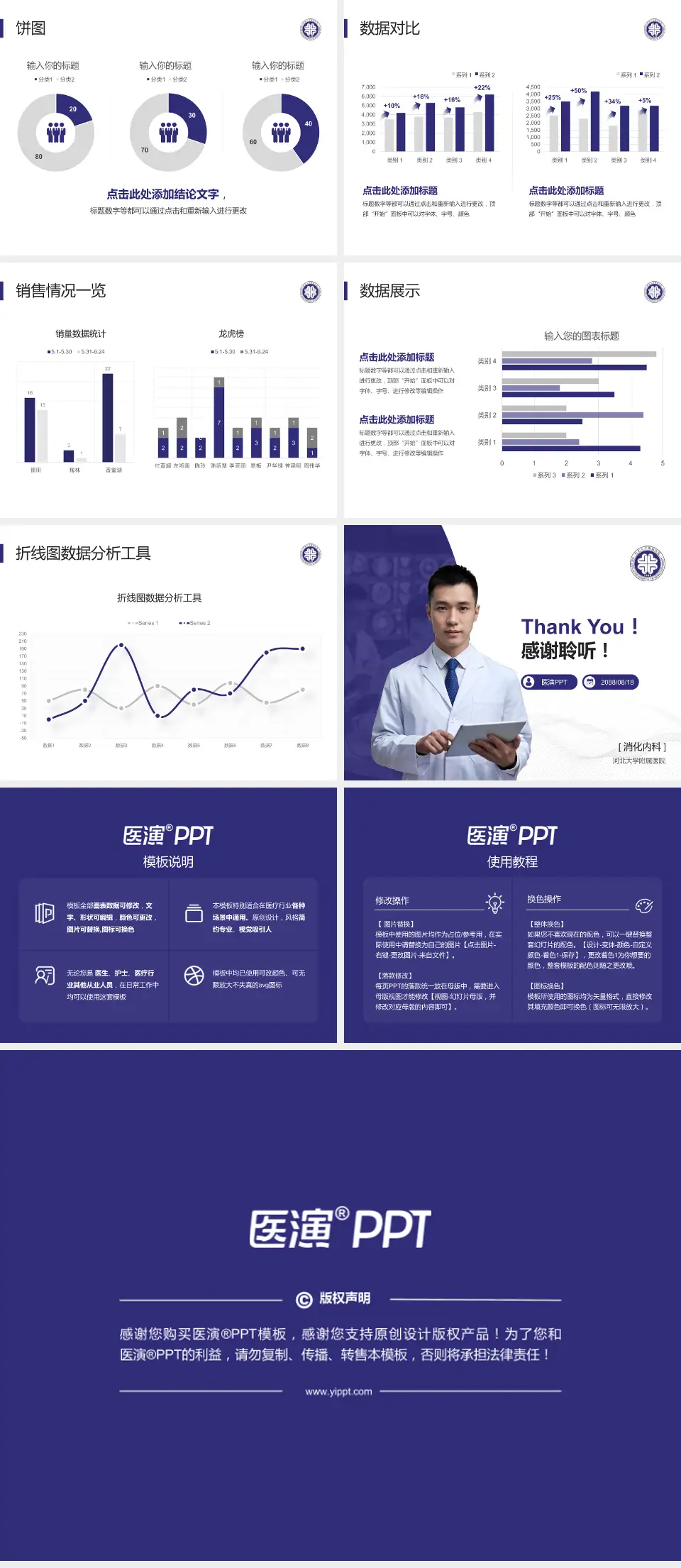 河北大学附属医院病例分享与讨论PPT模板4:3格式幻灯片预览图4