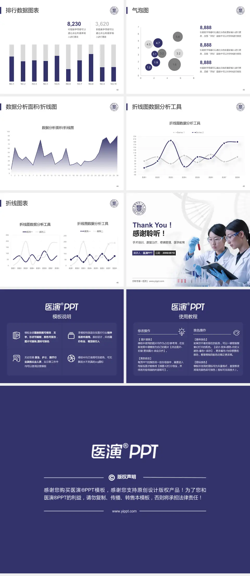 邯郸市第一医院科研成果展示PPT模板4:3格式幻灯片预览图6