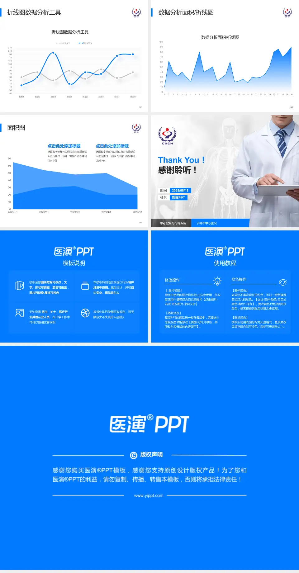承德市中心医院患者教育与指导PPT模板4:3格式幻灯片预览图7