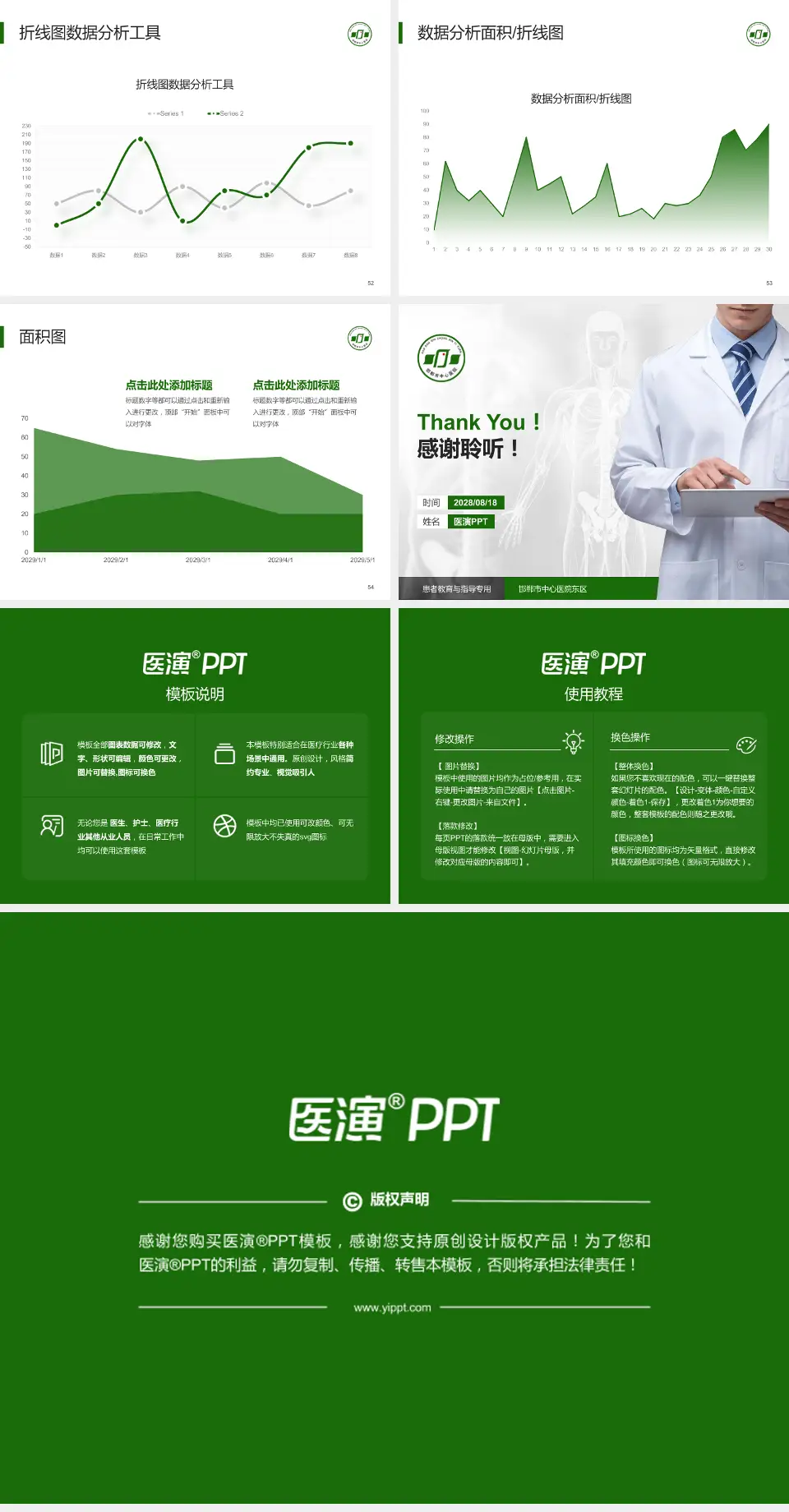 邯郸市中心医院东区患者教育与指导PPT模板4:3格式幻灯片预览图7