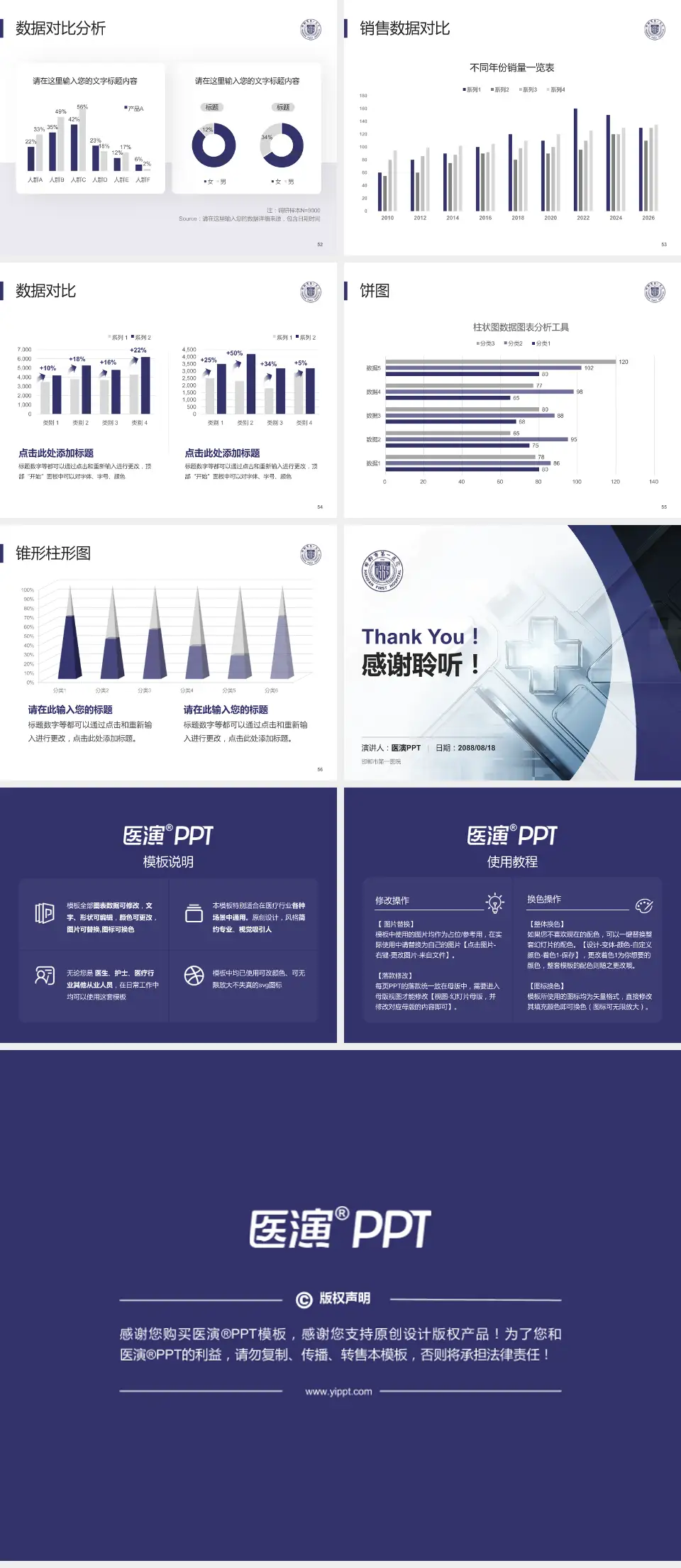 邯郸市第一医院医疗行业比赛专用PPT模板4:3格式幻灯片预览图7