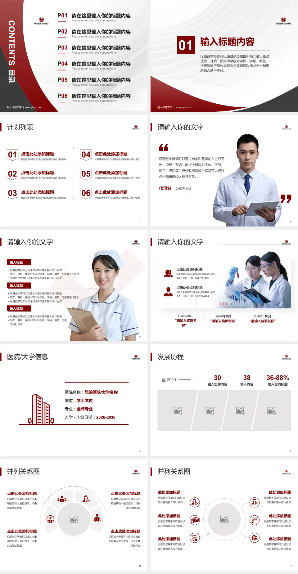 开滦精神卫生中心医疗行业比赛专用PPT模板4:3格式幻灯片预览图2