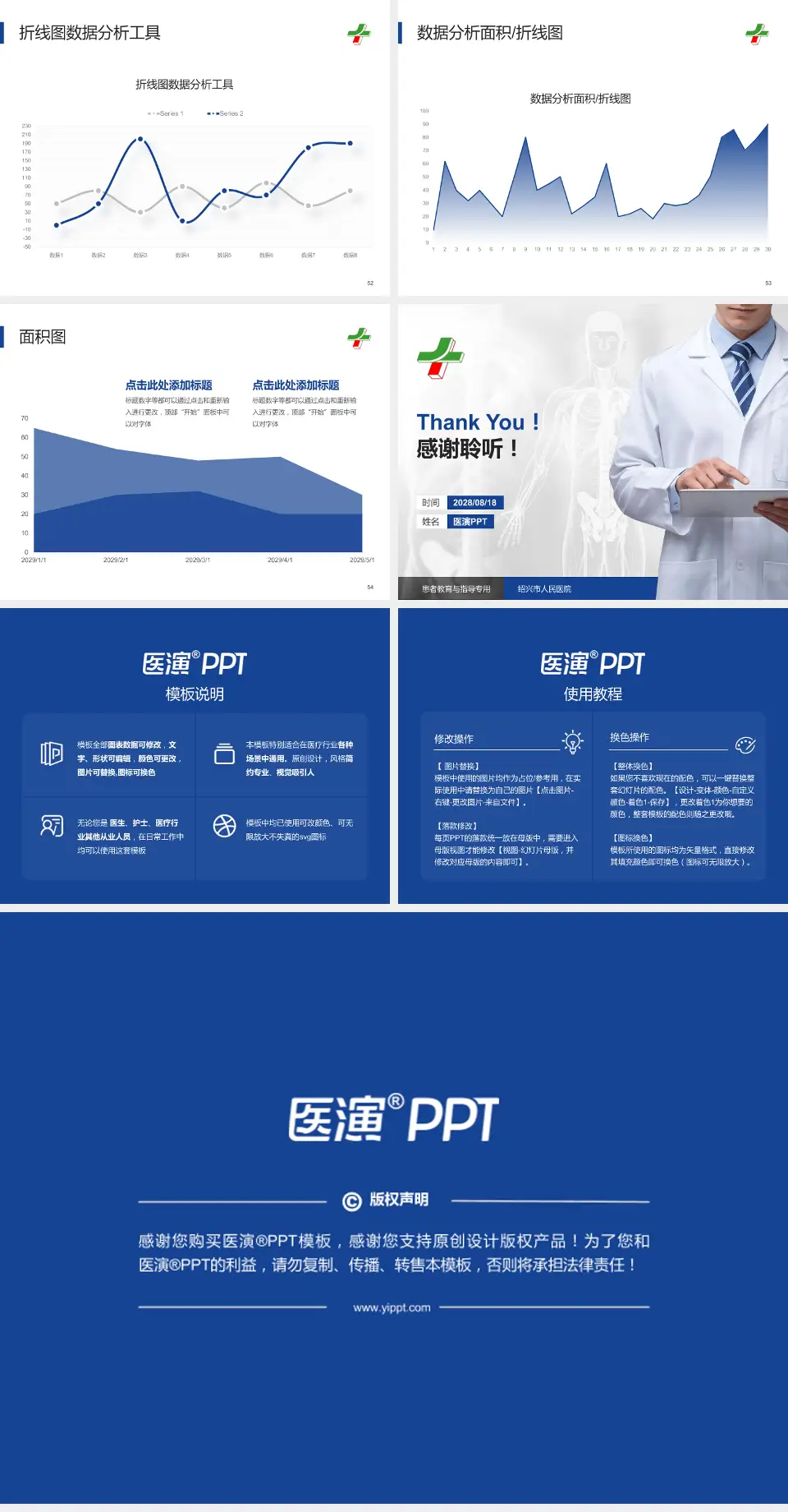 绍兴市人民医院患者教育与指导PPT模板4:3格式幻灯片预览图7
