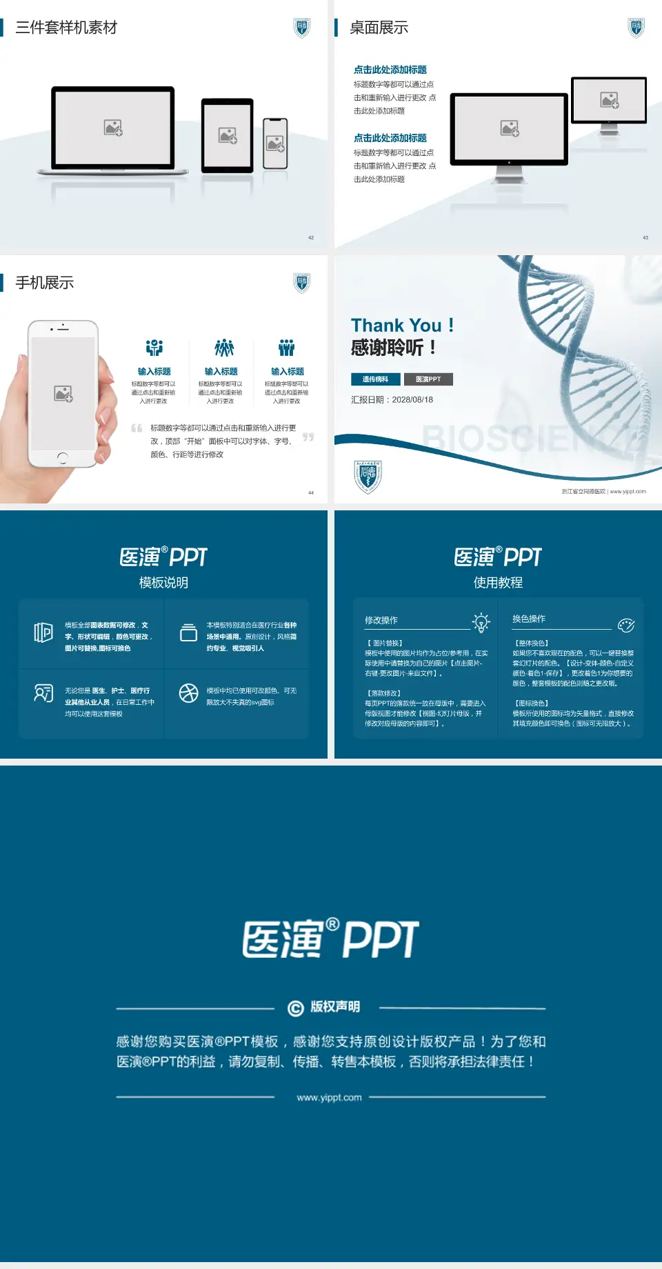 浙江省立同德医院项目申请与汇报PPT模板4:3格式幻灯片预览图6