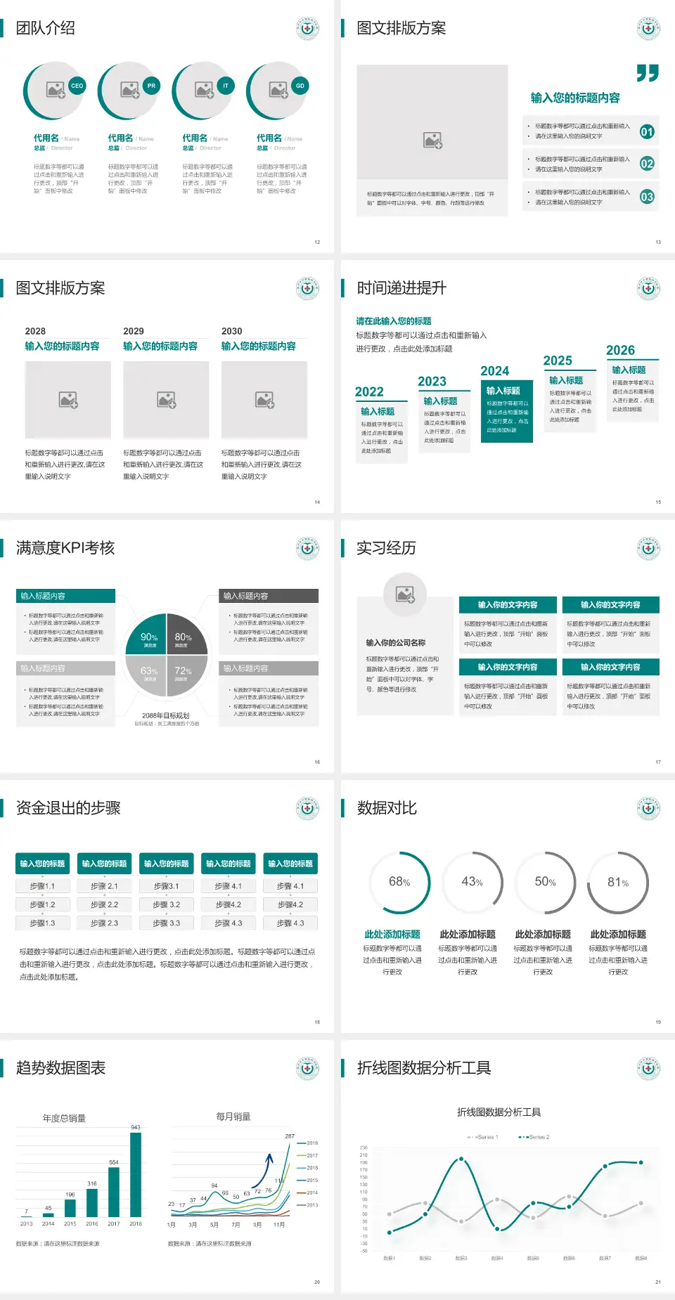 温州市中西医结合医院培训与教育PPT模板4:3格式幻灯片预览图3