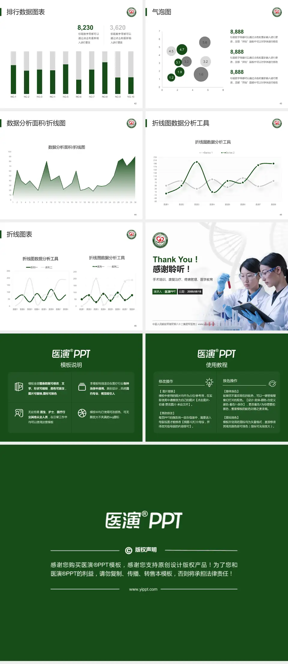 中国人民解放军陆军第八十二集团军医院科研成果展示PPT模板4:3格式幻灯片预览图6