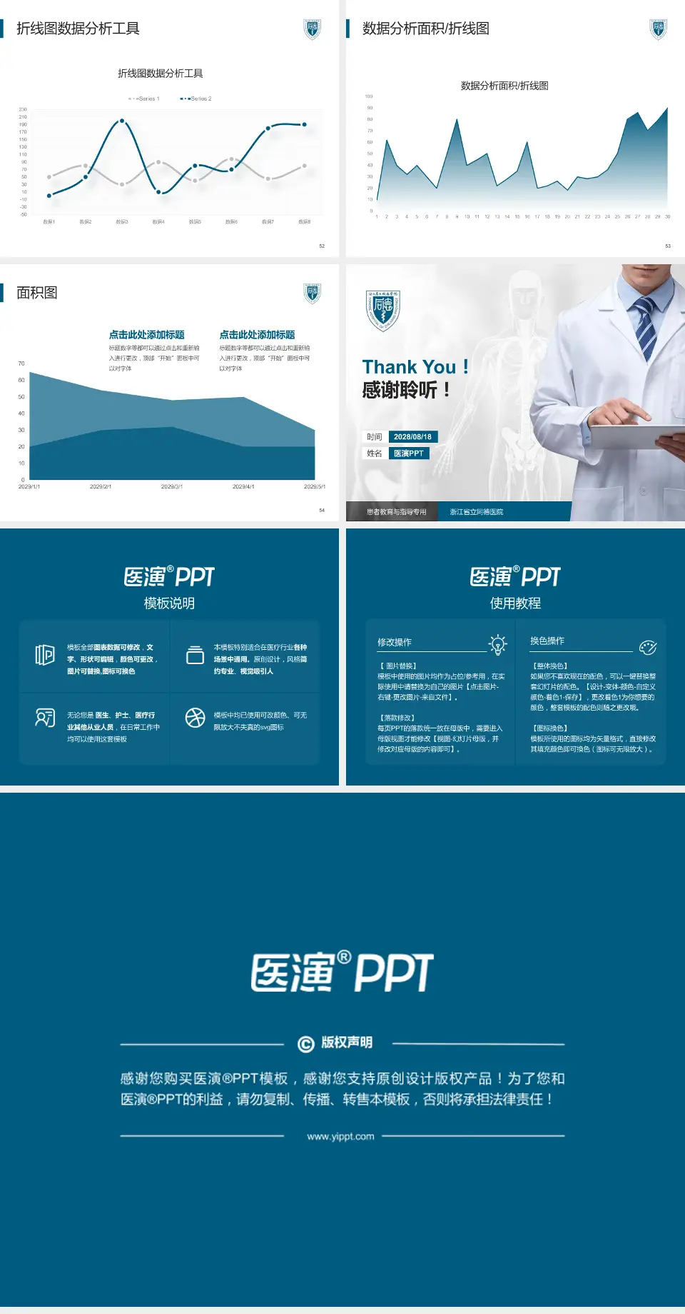 浙江省立同德医院患者教育与指导PPT模板4:3格式幻灯片预览图7