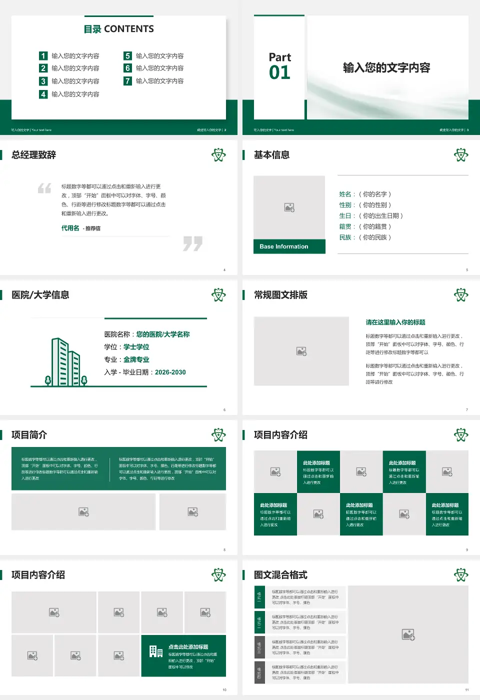 瑞安市人民医院个人求职应聘简历PPT模板16:9格式幻灯片预览图2