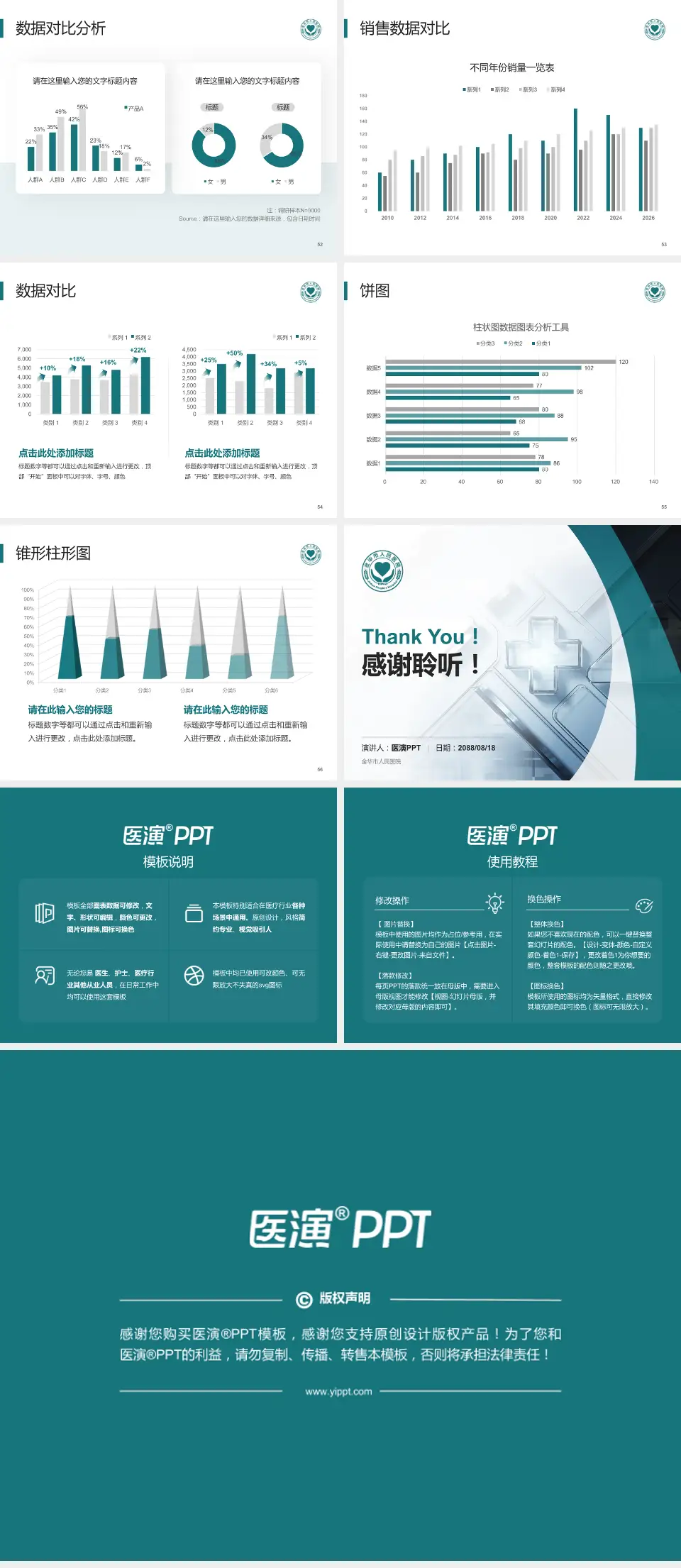 金华市人民医院医疗行业比赛专用PPT模板4:3格式幻灯片预览图7