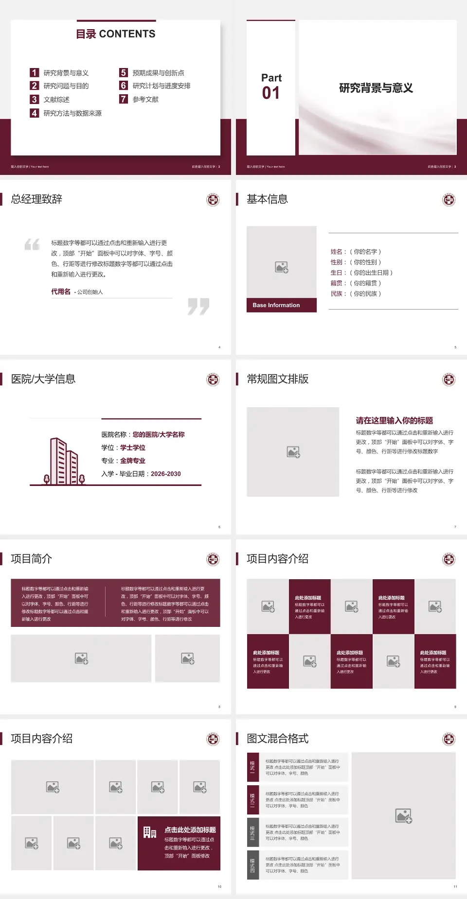 瑞安市中医院个人求职应聘简历PPT模板4:3格式幻灯片预览图2