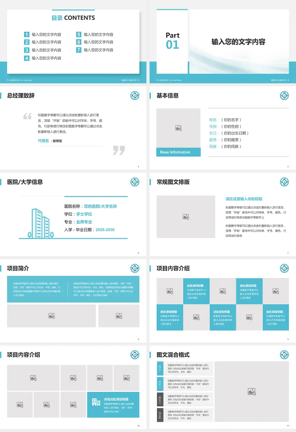 杭州市中医院丁桥院区个人求职应聘简历PPT模板16:9格式幻灯片预览图2