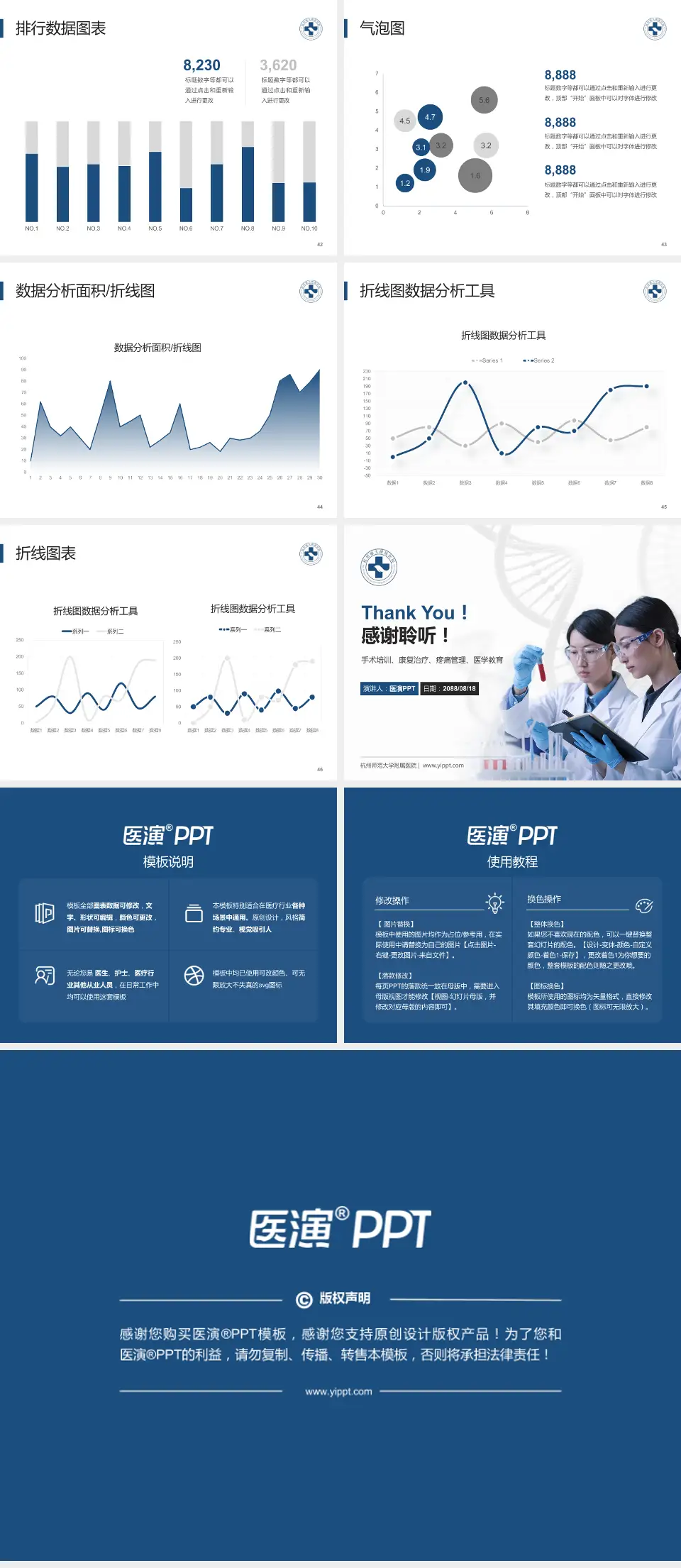 杭州师范大学附属医院科研成果展示PPT模板4:3格式幻灯片预览图6