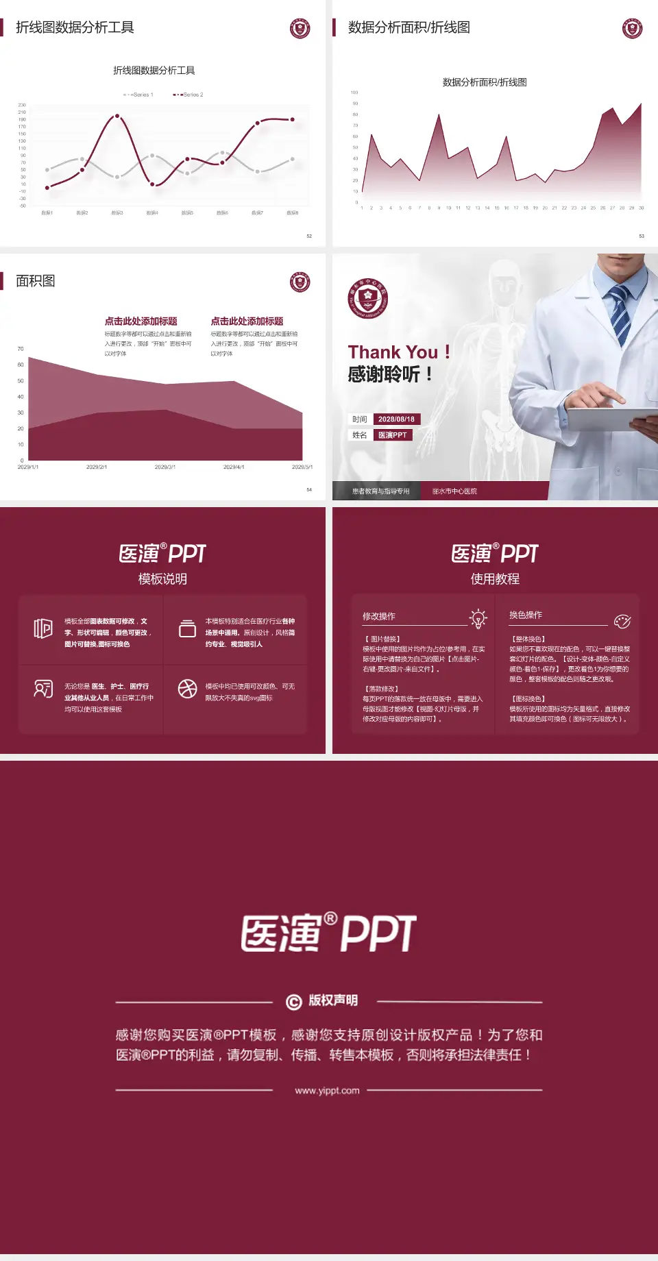 丽水市中心医院患者教育与指导PPT模板4:3格式幻灯片预览图7