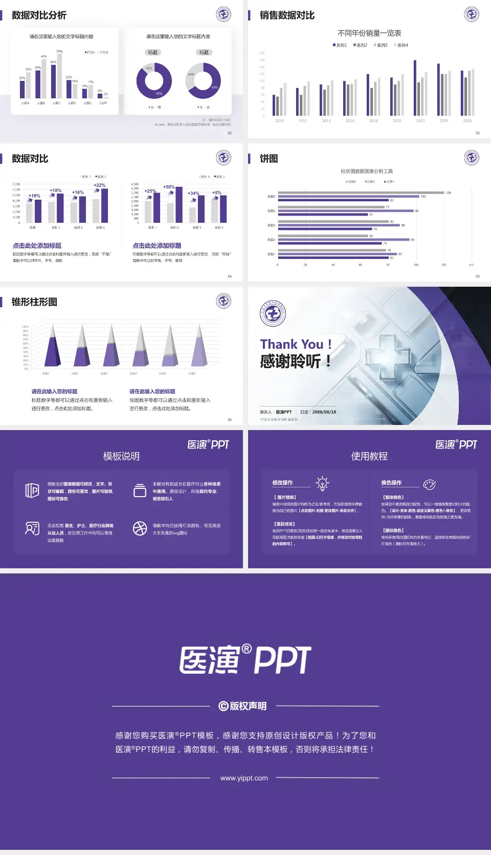宁波大学医学院附属医院医疗行业比赛专用PPT模板16:9格式幻灯片预览图7