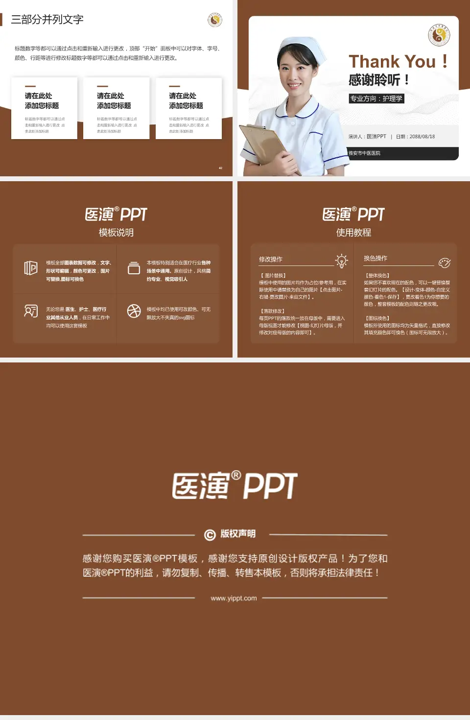 雅安市中医医院护理专业职业生涯规划PPT模板4:3格式幻灯片预览图6