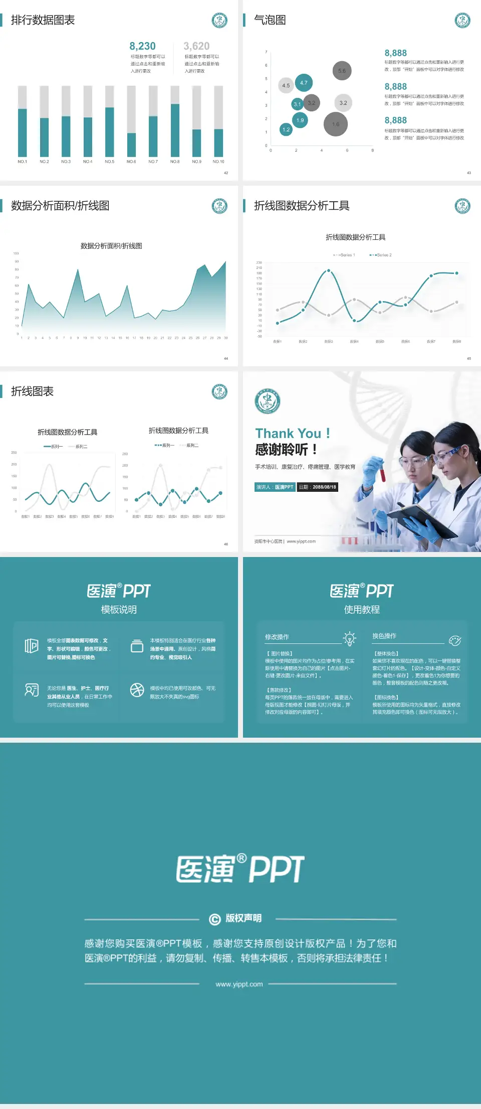 资阳市中心医院科研成果展示PPT模板4:3格式幻灯片预览图6