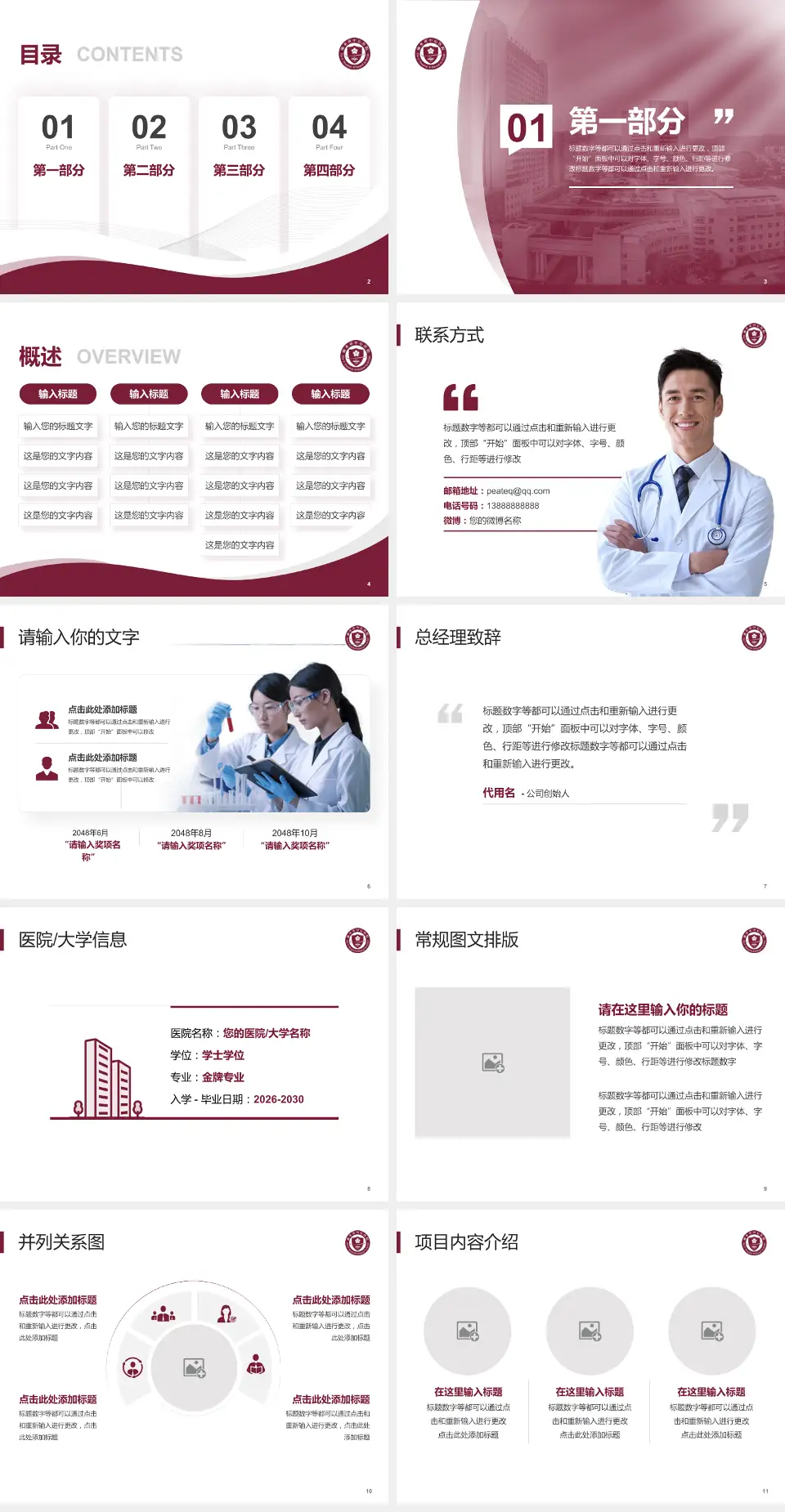 丽水市中心医院会议与研讨会PPT模板4:3格式幻灯片预览图2