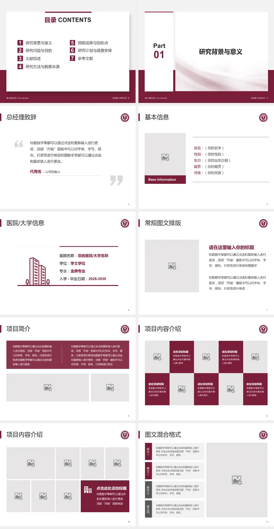 丽水市中心医院个人求职应聘简历PPT模板4:3格式幻灯片预览图2