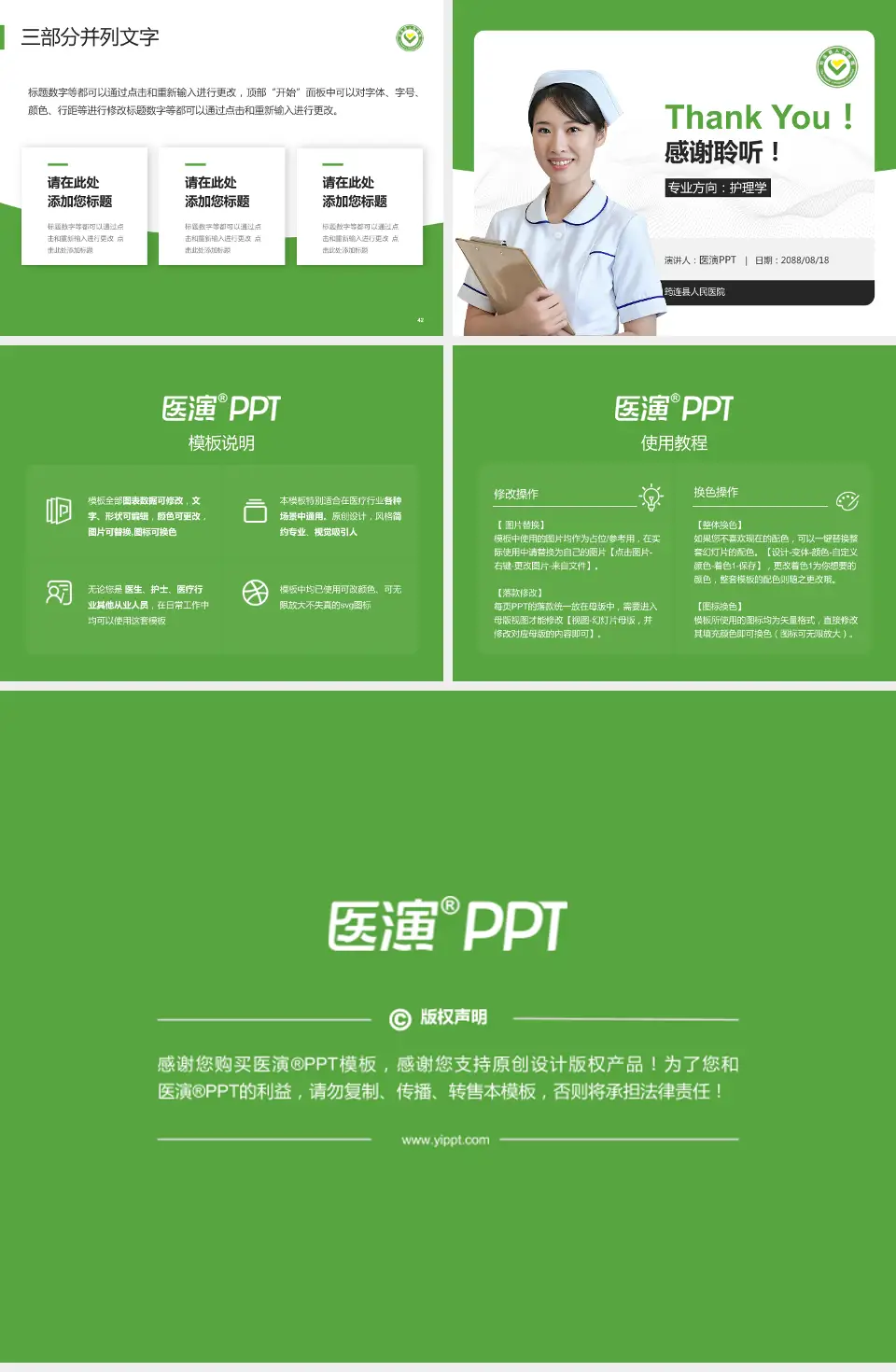 筠连县人民医院护理专业职业生涯规划PPT模板4:3格式幻灯片预览图6