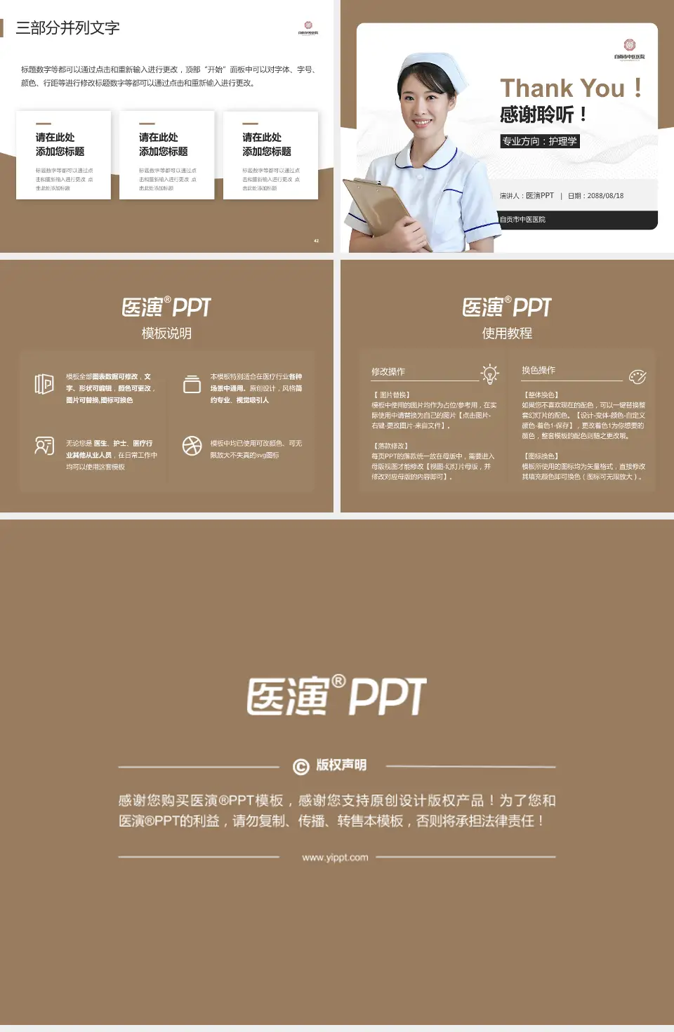 自贡市中医医院护理专业职业生涯规划PPT模板4:3格式幻灯片预览图6