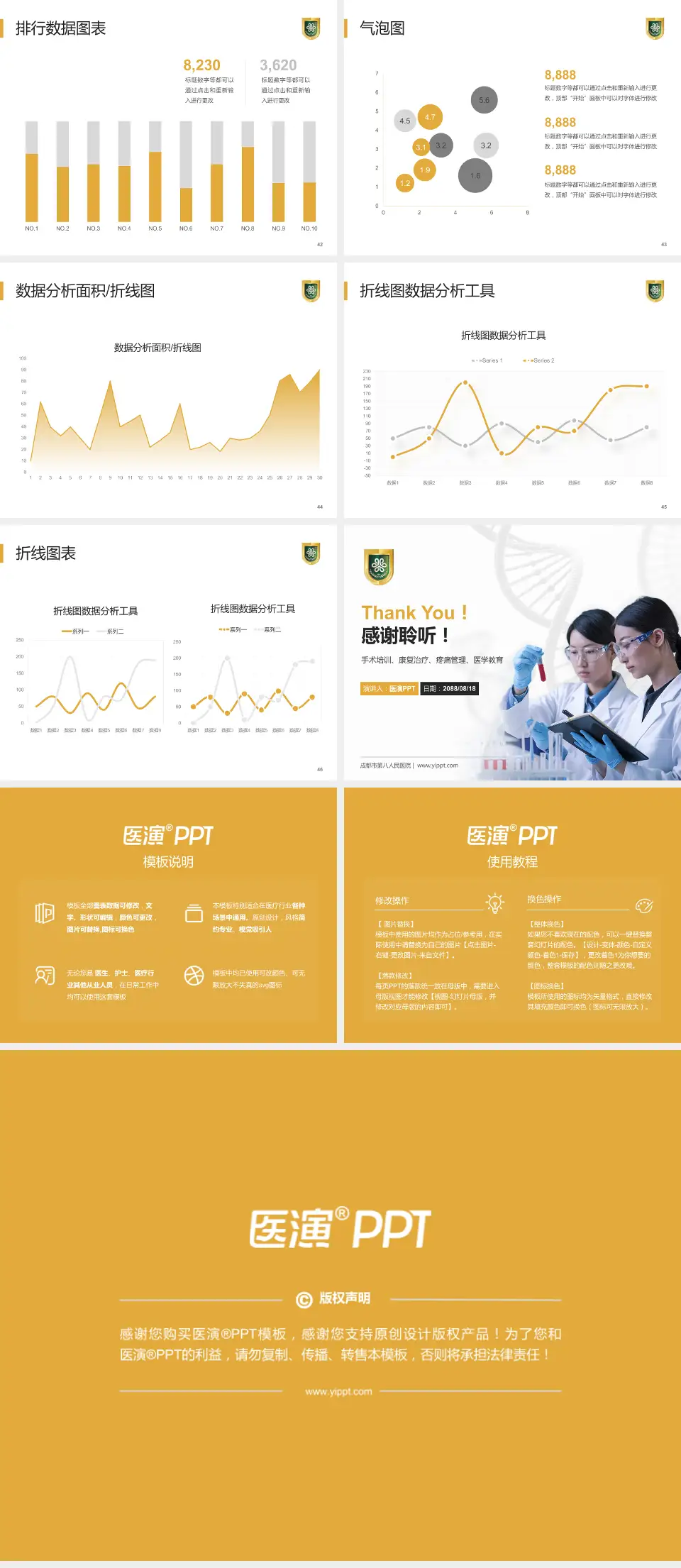 成都市第八人民医院科研成果展示PPT模板4:3格式幻灯片预览图6