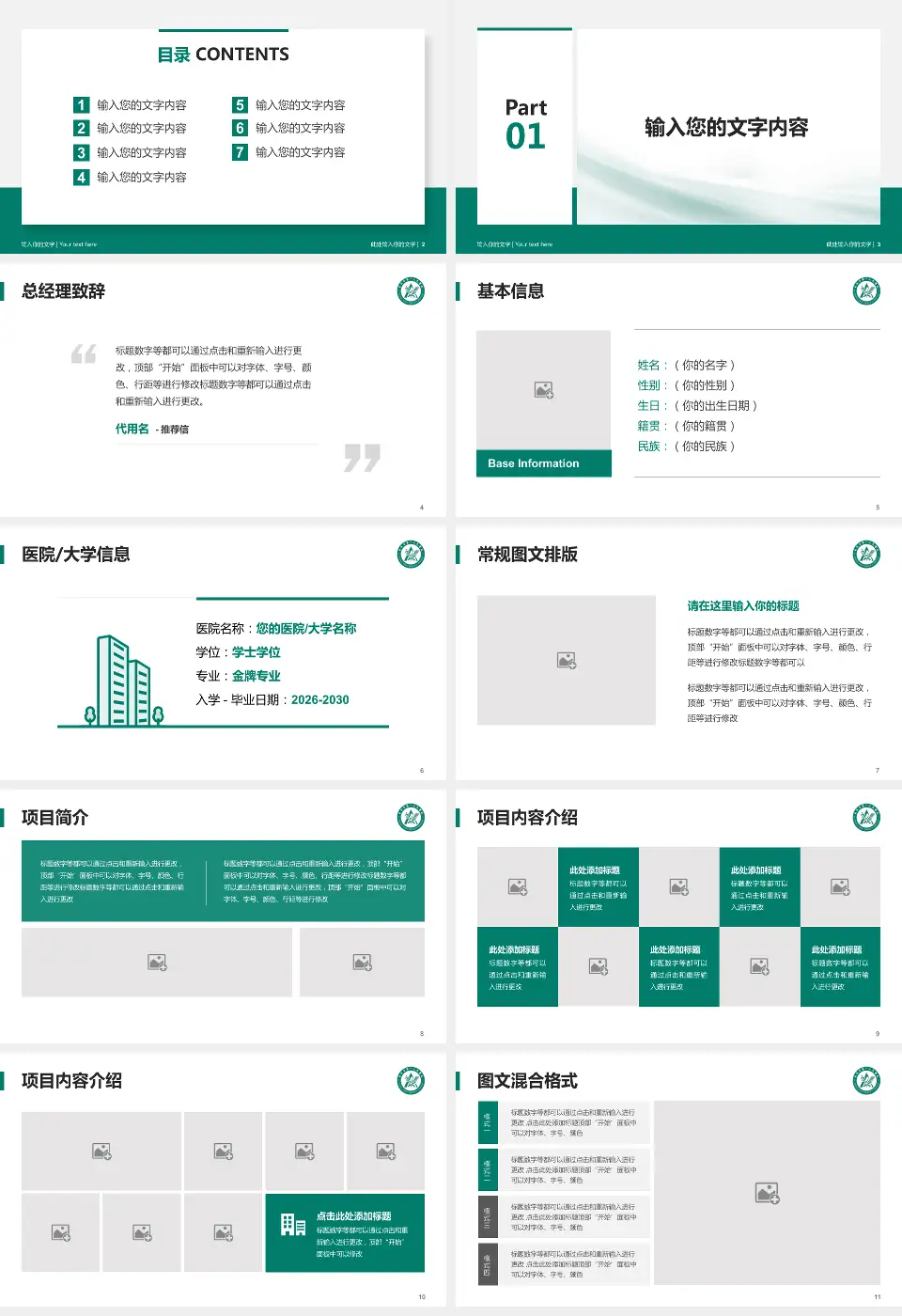 自贡市第一人民医院个人求职应聘简历PPT模板16:9格式幻灯片预览图2
