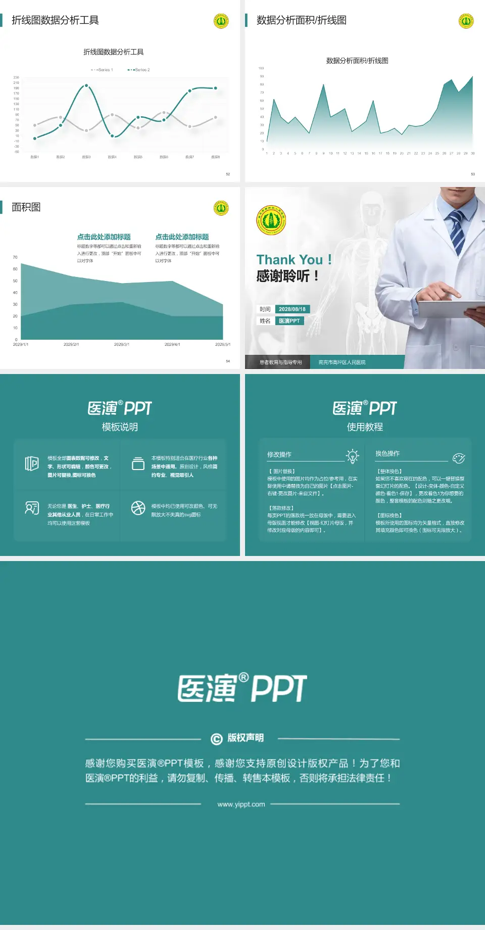 南充市高坪区人民医院患者教育与指导PPT模板4:3格式幻灯片预览图7
